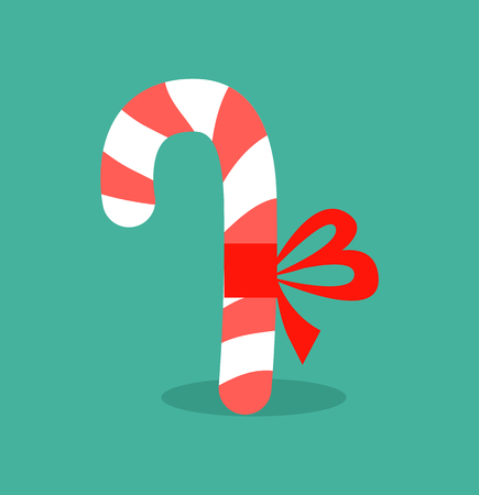 Candy cane Decorated With Bow Vector illustrationのイラスト素材