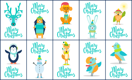 Merry Christmas images animal vector illustration.のイラスト素材