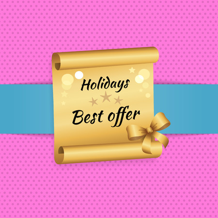 Holidays Best Offer Inscription Golde Paper Scrollのイラスト素材