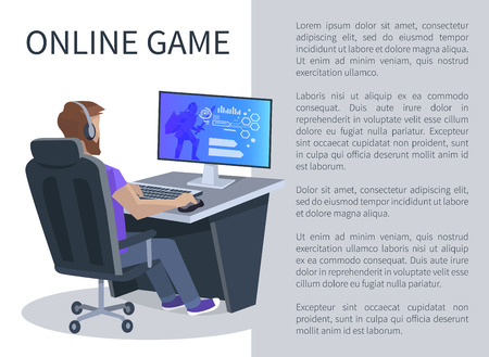 Online Gaming Poster With Man Playing Cyber Video Player In Man Playing Cyber Video