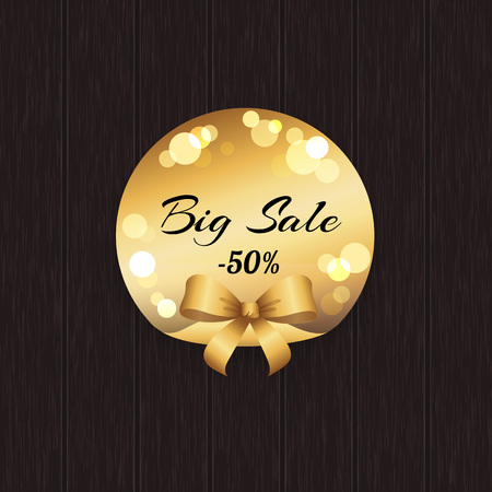 Big Sale -50 Off Golden Label with Round Elementsのイラスト素材