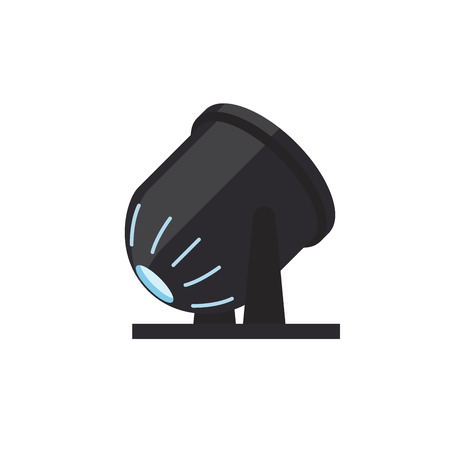 Spotlight lightning object used to project rays of light, apparatus with a system of lenses for projecting vector illustration isolated on whiteのイラスト素材