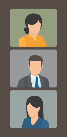 Set of Three Portrait Photos Vector Illustrationのイラスト素材