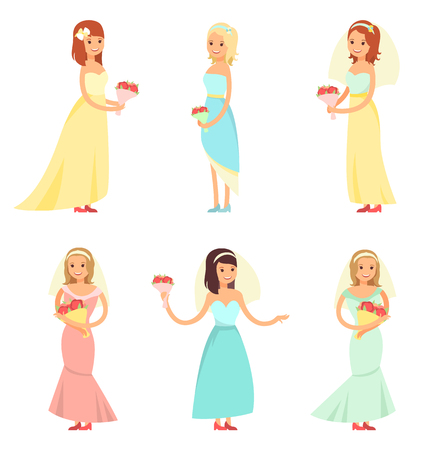 Brides Dancing Collection Vector Illustrationのイラスト素材