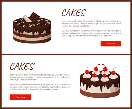 Cakes Variety Page Online Shop Vector Illustrationのイラスト素材