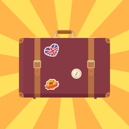 Suitcase with Stickers Poster Vector Illustrationのイラスト素材