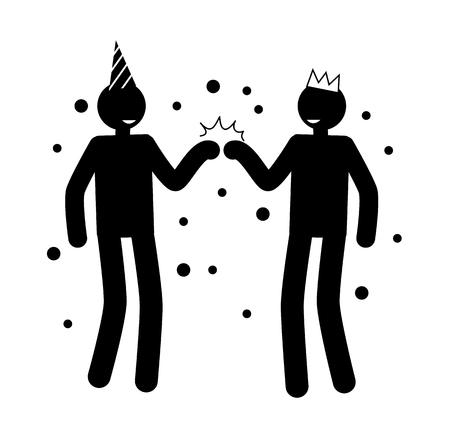 Dancing Man Black Silhouette Smile Dark Outlineのイラスト素材