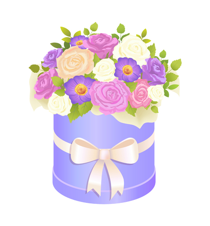 Gentle Bouquet of Rose and Daisy Flowers Wrappingのイラスト素材