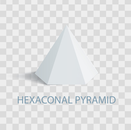 Hexaconal Pyramid Geometric Shape in White Colorのイラスト素材