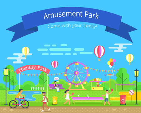 Amusement and Healthy Park Vector Illustrationのイラスト素材