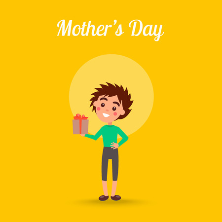 Mothers Day Poster with Cute Kid Illustrationのイラスト素材
