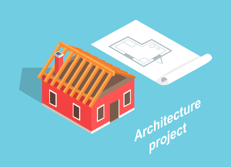 Architecture Project, House Template, Color Bannerのイラスト素材