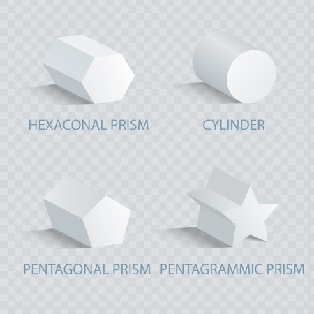 Hexagonal Prism and Cylinder Vector Illustrationのイラスト素材
