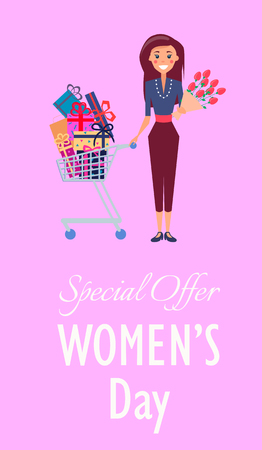 Special Offer for Womens Day Promotion Placardのイラスト素材