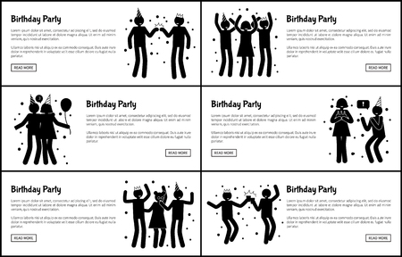 Birthday Party Promotional Monochrome Banners Setのイラスト素材