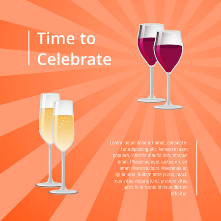 Time to Celebrate Poster with Red and White Wineのイラスト素材