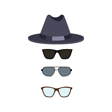 Hat and Glasses Collection Vector Illustrationのイラスト素材