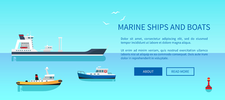 Marine Ships and Boats Color Vector Illustrationのイラスト素材