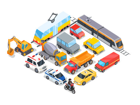 Transport Collection Poster Vector Illustrationのイラスト素材