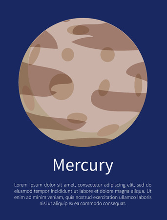 Mercury with Round Craters Vertical Info Posterのイラスト素材
