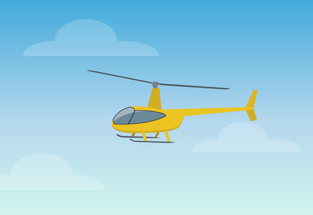 Pretty Yellow Helicopter Color Vector Illustrationのイラスト素材