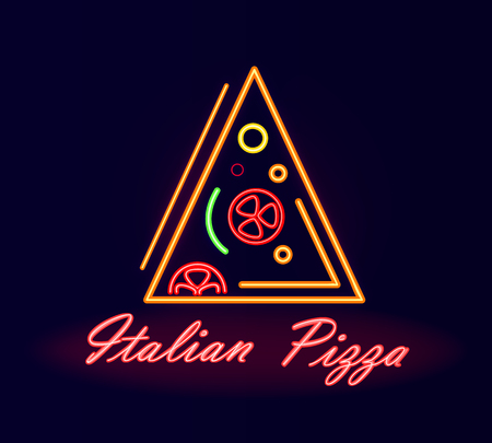 Italian Pizza Restaurant Neon Street Signboardのイラスト素材