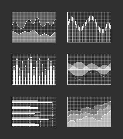 Charts with Business Information, Colorless Setのイラスト素材