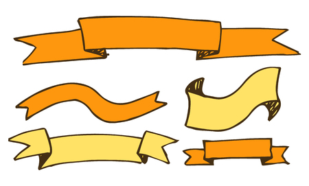 Banners and Ribbons Hand Drawn Vector Illustrationのイラスト素材