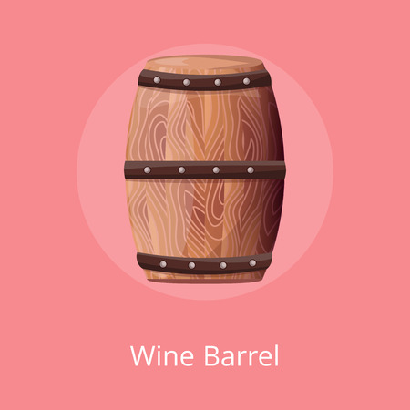 Wooden Barrel with Wine Vector on White Containerのイラスト素材