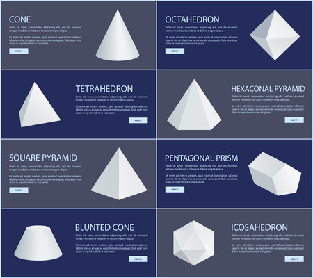 Octahedron and Tetrahedron White Figures Groupのイラスト素材