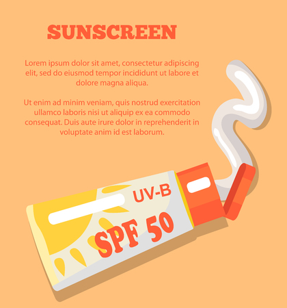 Sunscreen Poster Depicting Sunblock Lotionのイラスト素材