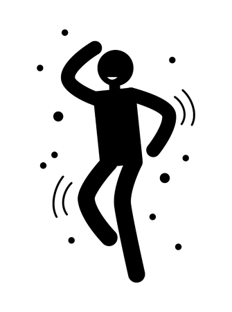 Dancing Man Black Silhouette Smile Dark Outlineのイラスト素材