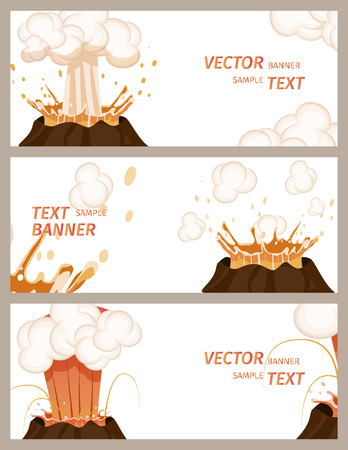 Volcanic Eruption Stages Set of Banners Vectorのイラスト素材