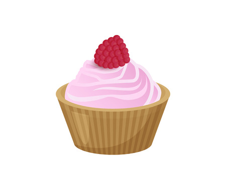 Delicious Cupcake Covered with Soft Tender Creamのイラスト素材