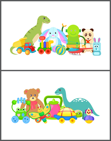 Robot and Frog Collection Vector Illustrationのイラスト素材