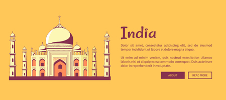 Famous Indian Building of Taj Mahal Illustrationのイラスト素材