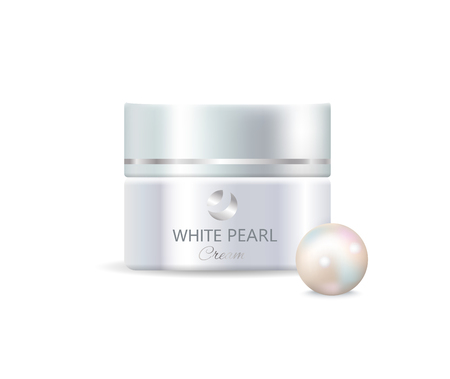 White Pearl Cream, Single Container with Cosmeticsのイラスト素材