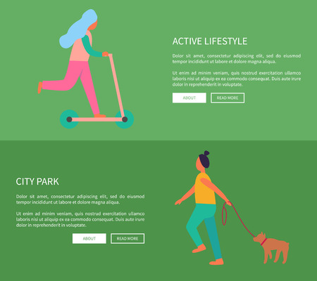 Active Lifestyle and City Park Vector Illustrationのイラスト素材