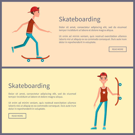 Skateboarding Colorful Poster, Vector Illustrationのイラスト素材