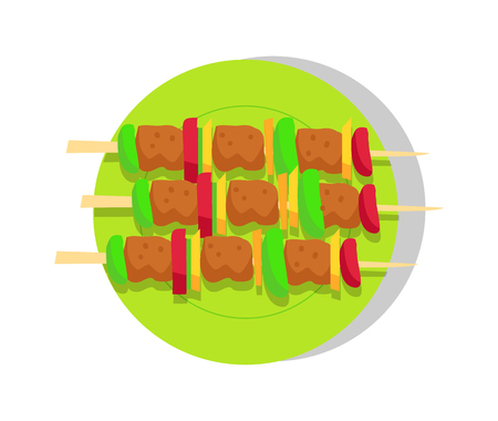 Kebabs Set, Roast Meat, Shashlik Vector Bannerのイラスト素材