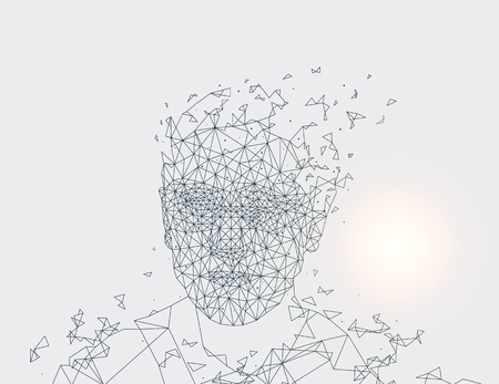 Human Made of Lines, Grey Vector Illustration