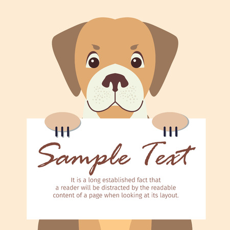 Cute Dog Holding Banner with Sample Text Vectorのイラスト素材