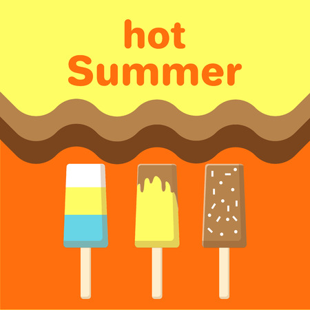 Hot Summer Poster with Chocolate Fruit Ice Creamのイラスト素材