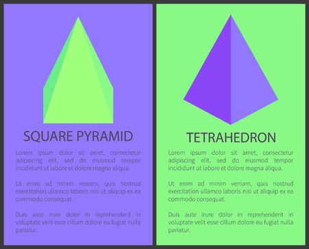 Square Pyramid and Tetrahedron Geometric Objectsのイラスト素材