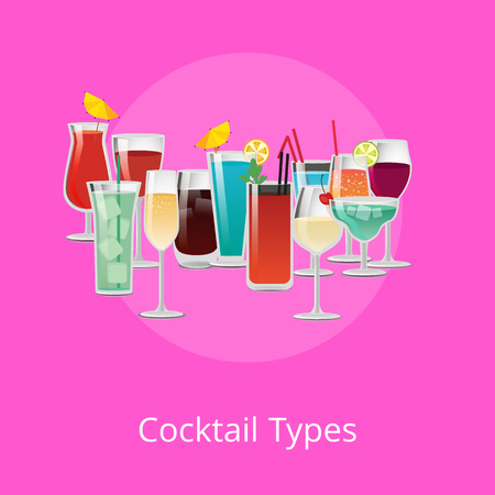 Cocktails Types Poster Summer Drinks Set Vectorのイラスト素材