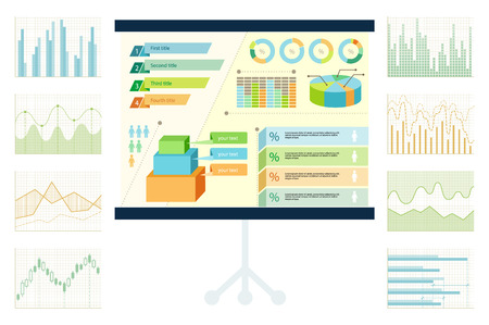 Simple Graphics and Bright Diagrams on Screenのイラスト素材