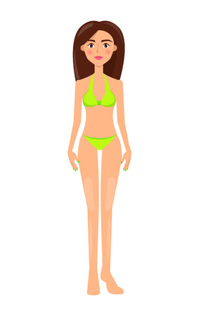 Woman in Bright Swimsuit Vector Panties and Braのイラスト素材