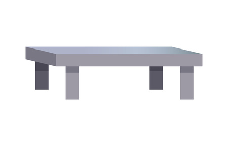 Rectangular coffee table, vector illustration isolated on white background, small grey table on four legs, simple design, comfortable interior objectのイラスト素材