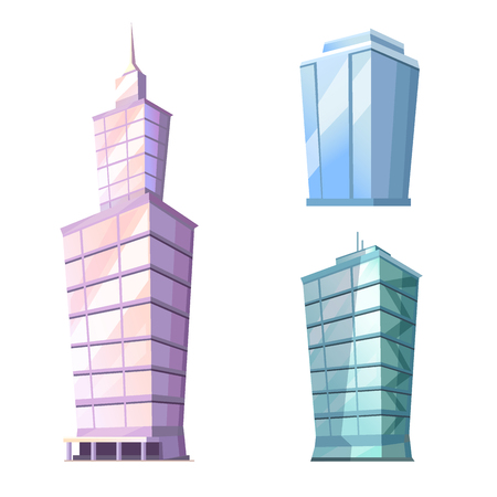 Skyscraper Glass Building Isolated on White Vectorのイラスト素材