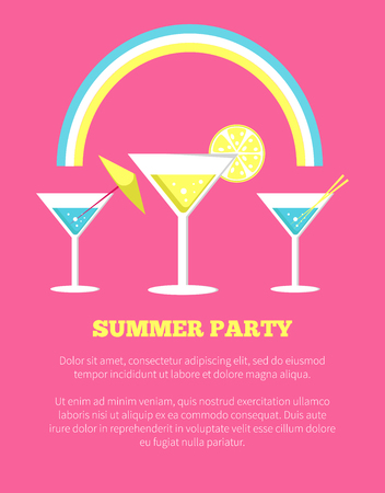 Summer Party Poster with Martini Glasses Vectorのイラスト素材